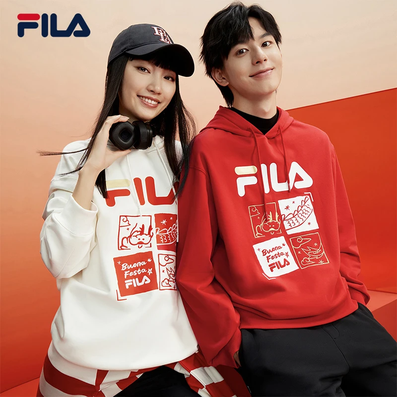 FILA斐乐【张艺兴同款】龘龘2024年新款情侣连帽卫衣F11U419204F