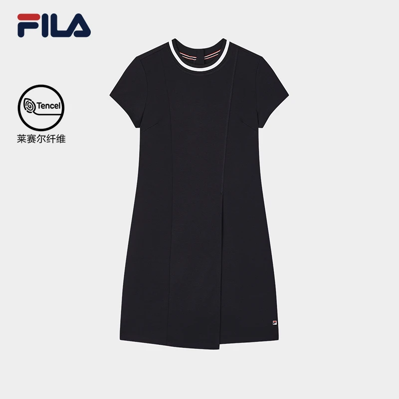 Fila/斐乐连衣裙夏新款圆领运动休闲修身简约连衣裙F11W431311F