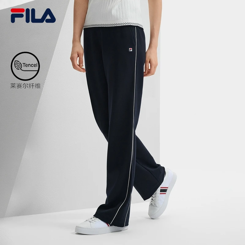 Fila/斐乐阔腿裤女SP早秋尤莱特风绢丝莱赛尔休闲长裤F61W533699A
