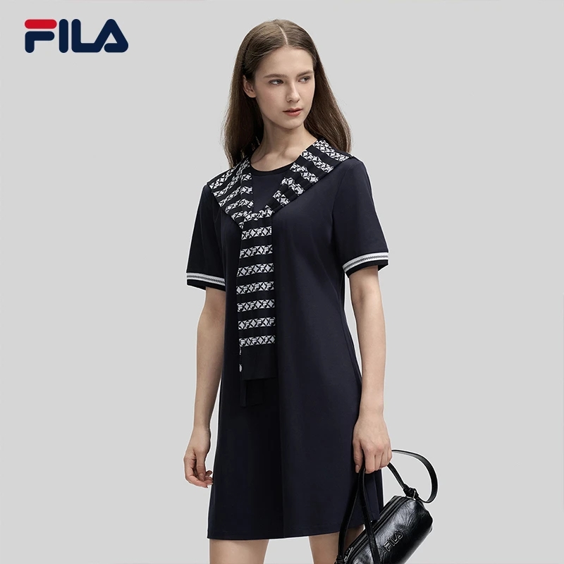 Fila/斐乐气质休闲【高能感】宽松优雅显瘦时尚连衣裙F11W434314F