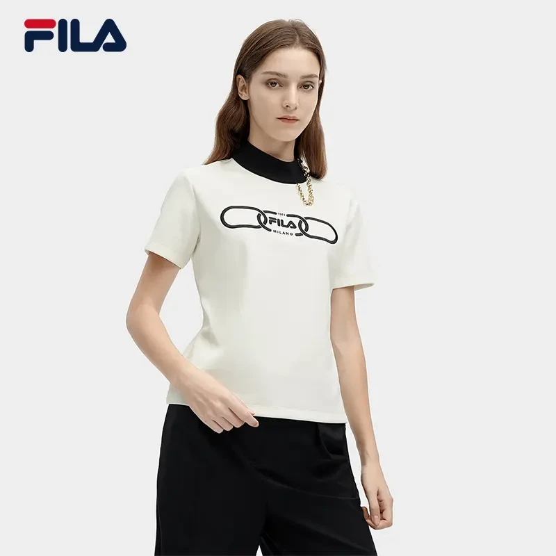 Fila/斐乐米兰女装短袖24春新款T恤百搭休闲时尚上衣F11W415101F
