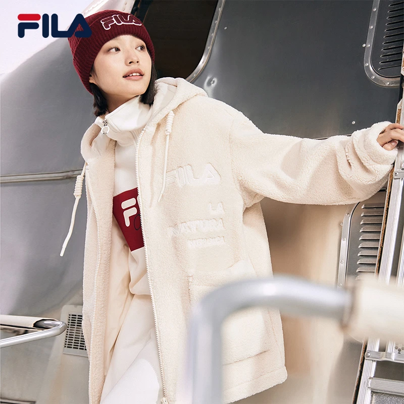 Fila/斐乐杨幂同款仿羊羔绒外套户外休闲保暖宽松外套F11W349501F