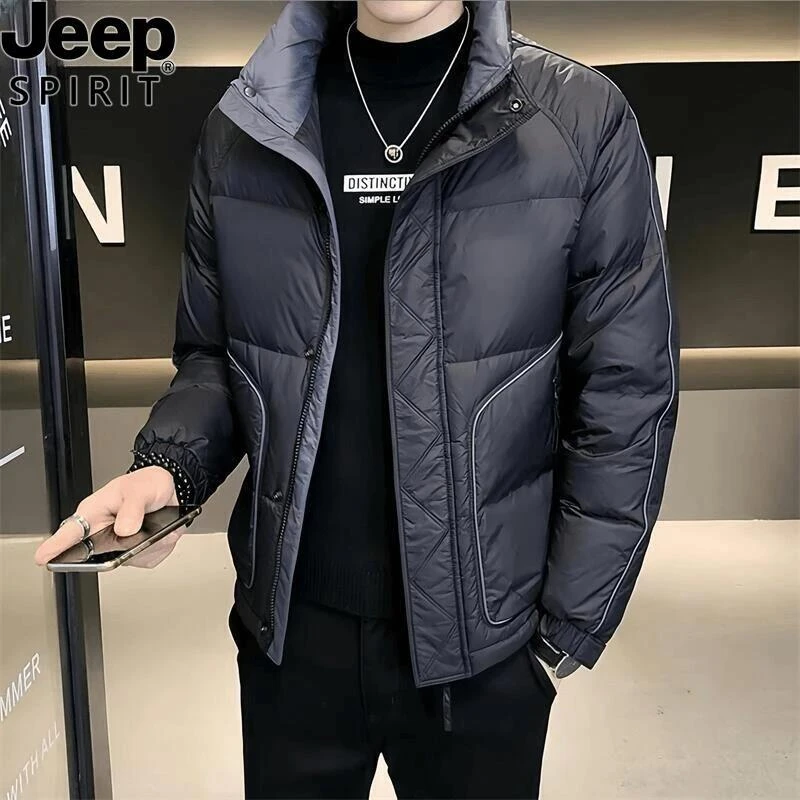 JEEPSPIRIT吉普秋冬季羽绒服男士外套轻薄外穿夹克休闲宽松保暖