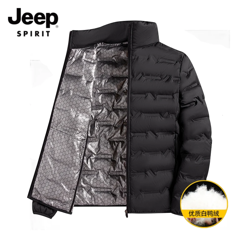 JEEPSPIRIT吉普冬季羽绒服男石墨烯材质保暖休闲轻薄白鸭绒男外套