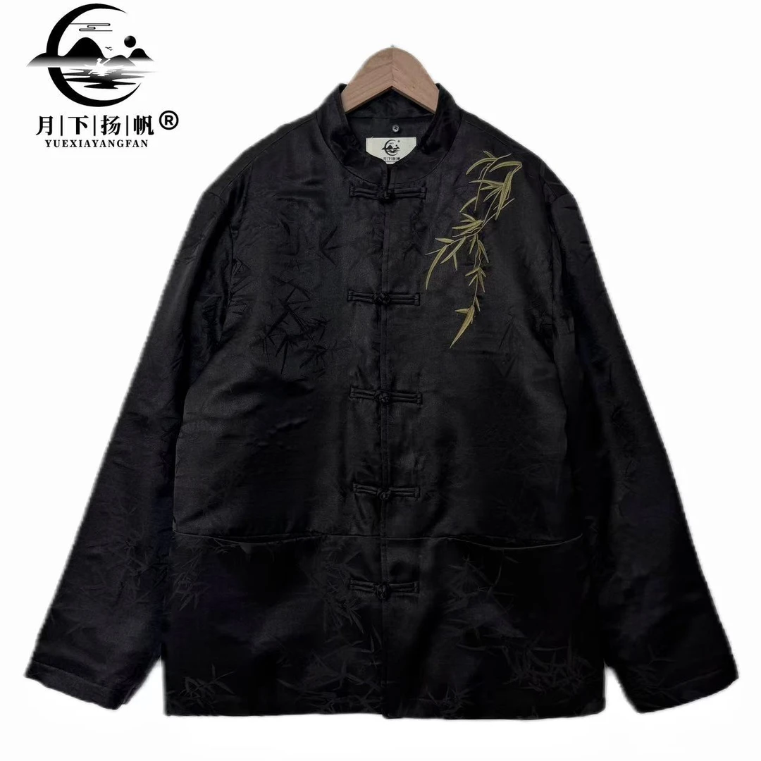月下扬帆24111秋冬100桑蚕丝香云纱竹叶刺绣三合一外套