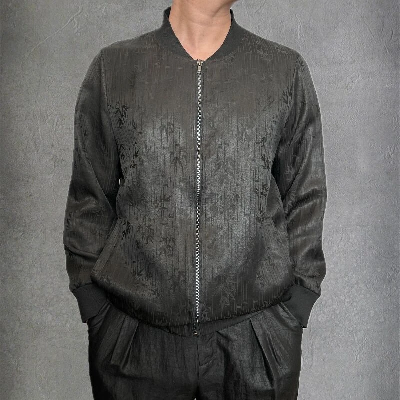 【云溪】2496立秋男士新款宽松百搭休闲简约大方竹叶夹克外套