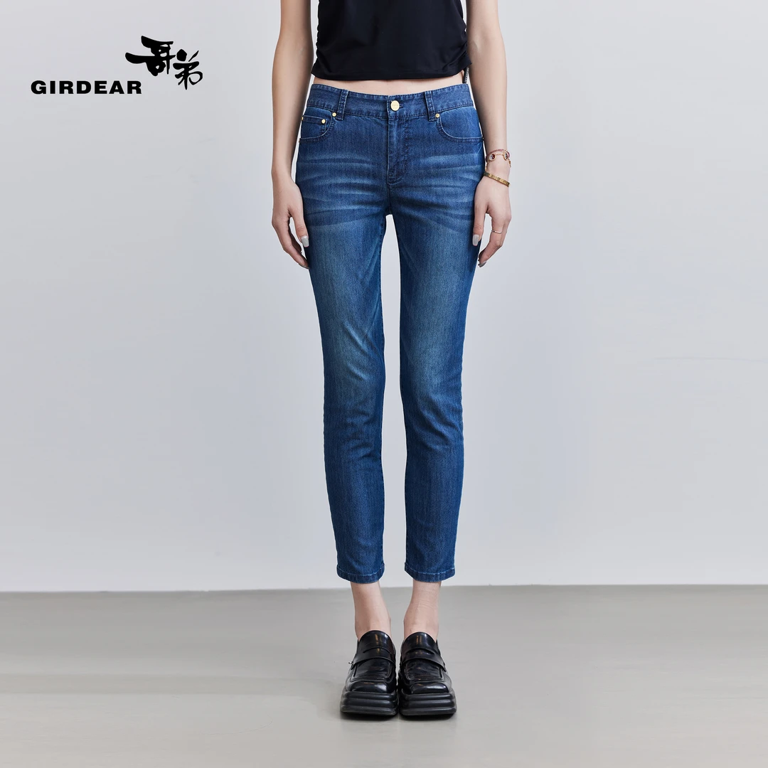 GIRDEAR/哥弟轻薄柔软显瘦九分裤冰丝牛仔裤1100135-2059432-001-