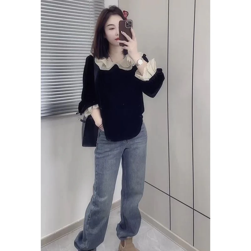 新款打底衬2025春季衫小香风法式娃娃衫宽松舒适洋气气质长袖上衣