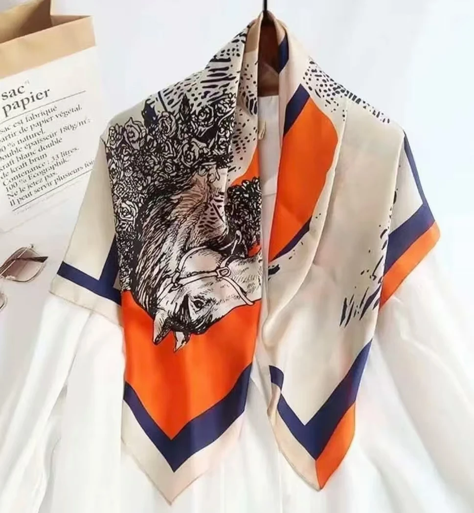 W13-轻薄丝巾仿真丝高档印花长款围巾时尚百搭披肩百搭