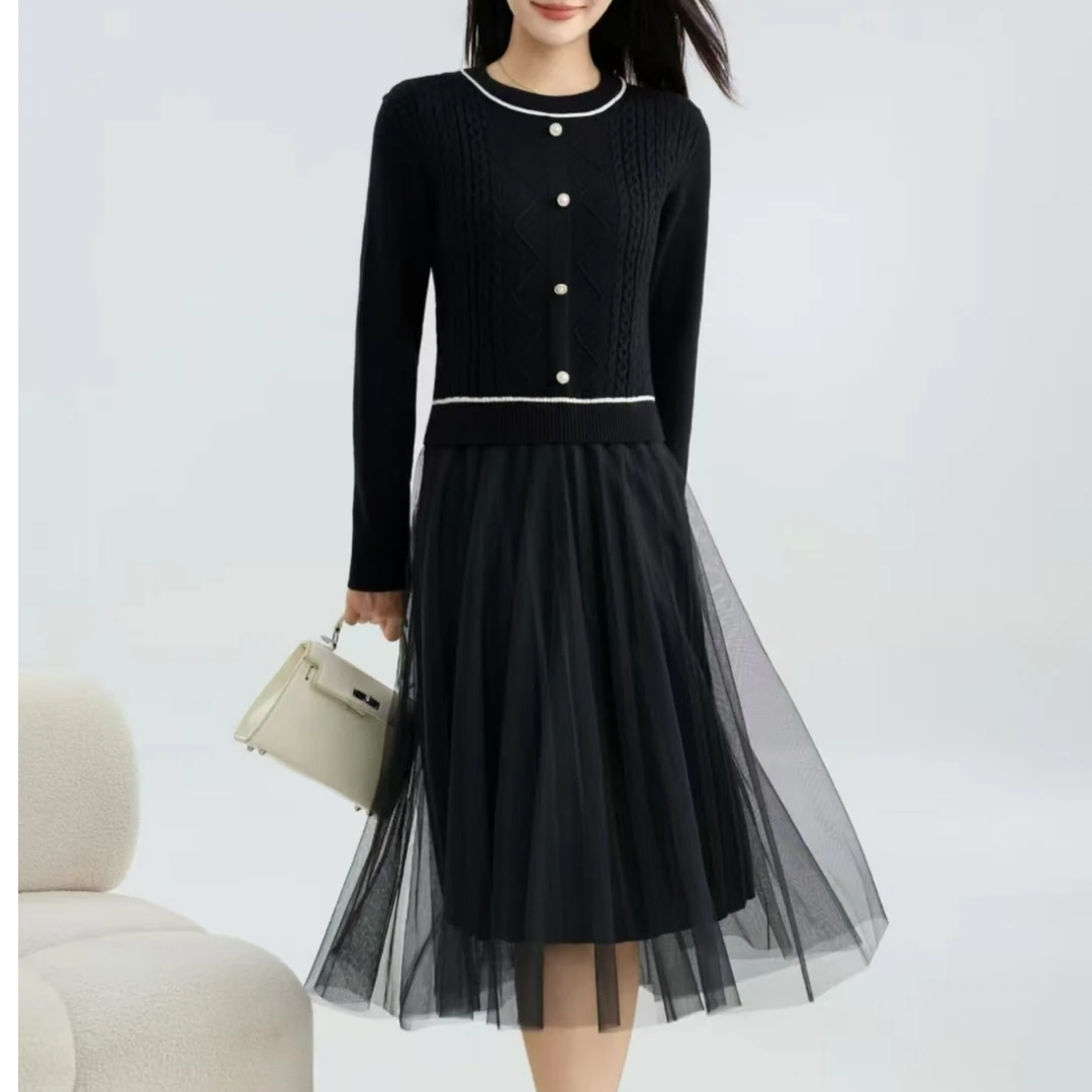 KJ-37【断码】春秋冬针织气质时尚连衣裙