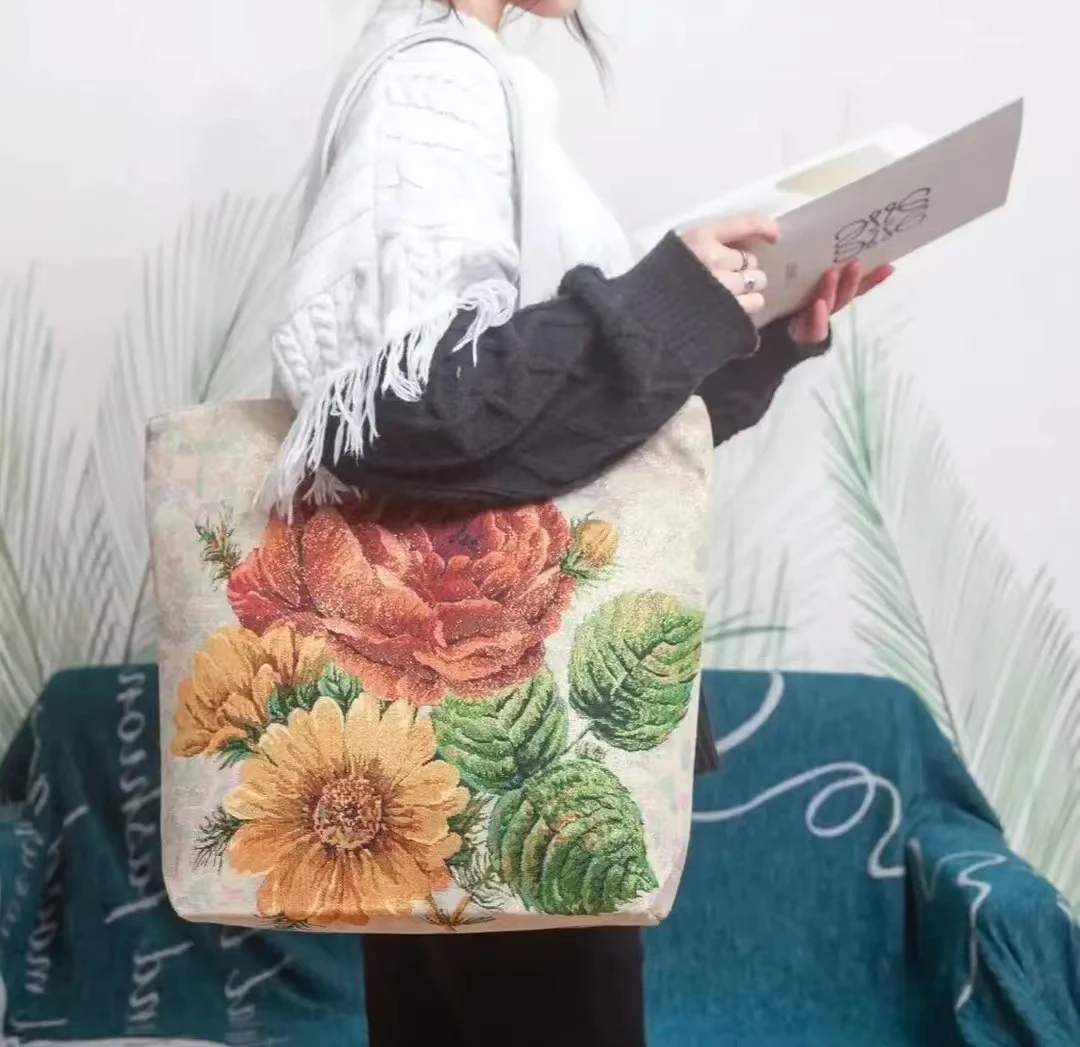 W244-【花包】织秀百搭大容量帆布单肩包