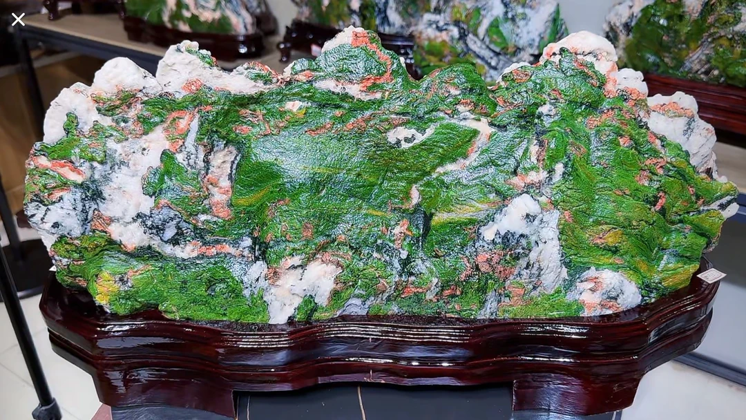 石头青海七彩石流水摆件办公室客厅玄关装饰