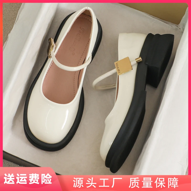 真皮玛丽珍女鞋2024新款夏季英伦风大码乐福配裙子夏天厚底小皮鞋
