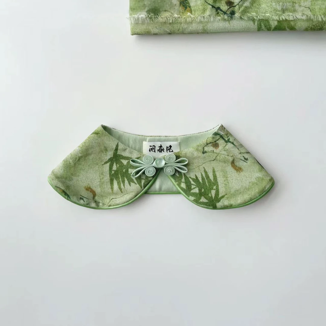 宠物口水巾国风新中式云肩猫咪狗狗夏天围兜手工可爱绿色百搭夏季