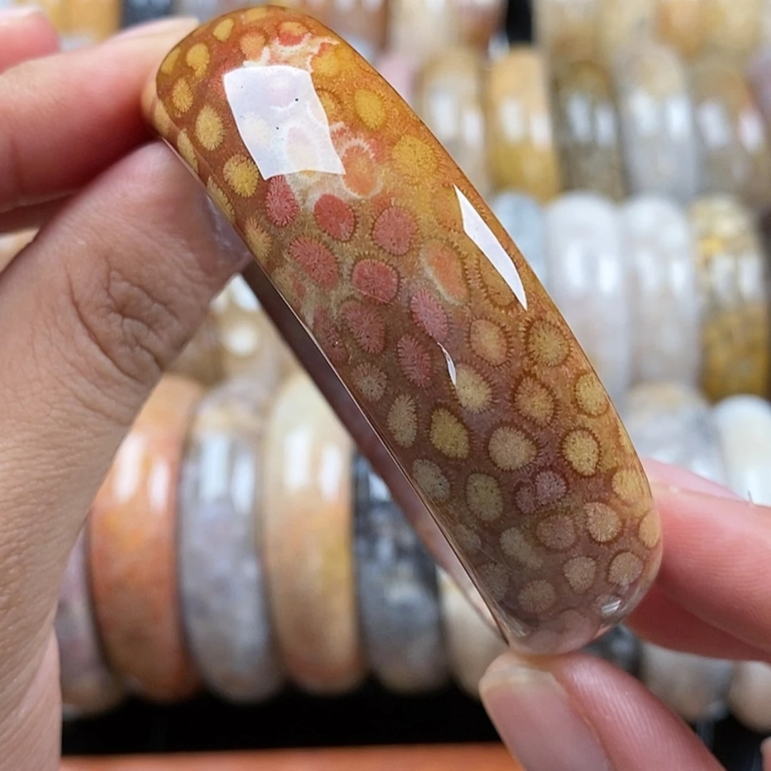【闪购商品】硅化玉手镯未镶嵌珊瑚玉手镯圈口61.7