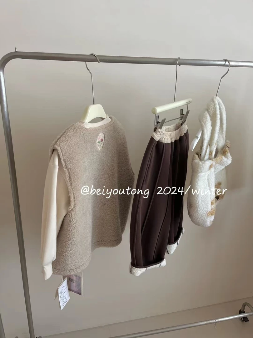 24儿童爆款羊羔绒秋冬加厚女童保暖卫裤