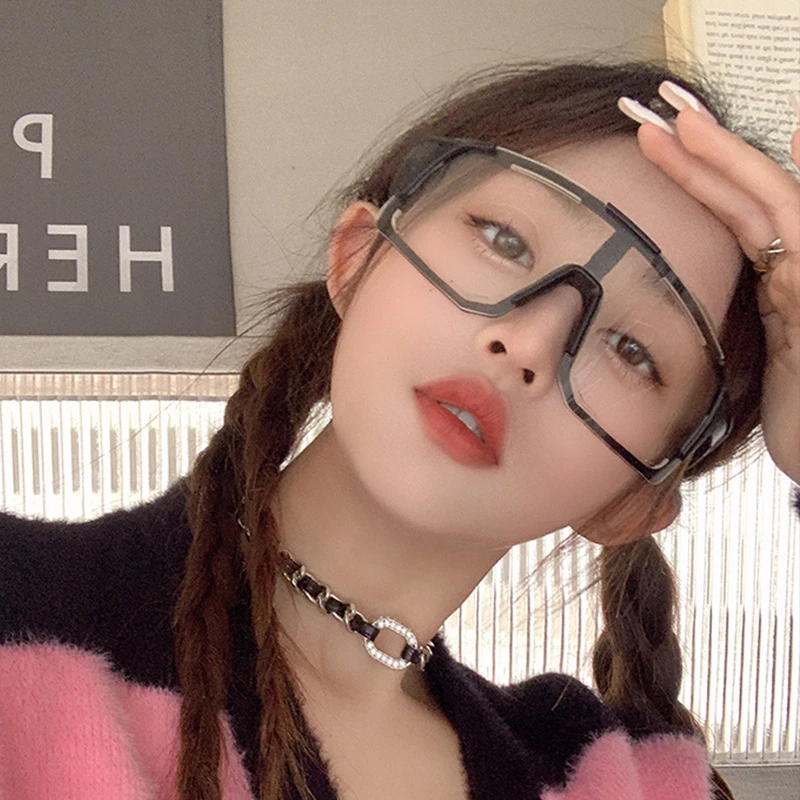 骑行防蓝光眼镜男女透明户外自行车防风沙摩托镜徒步方圆脸平光镜