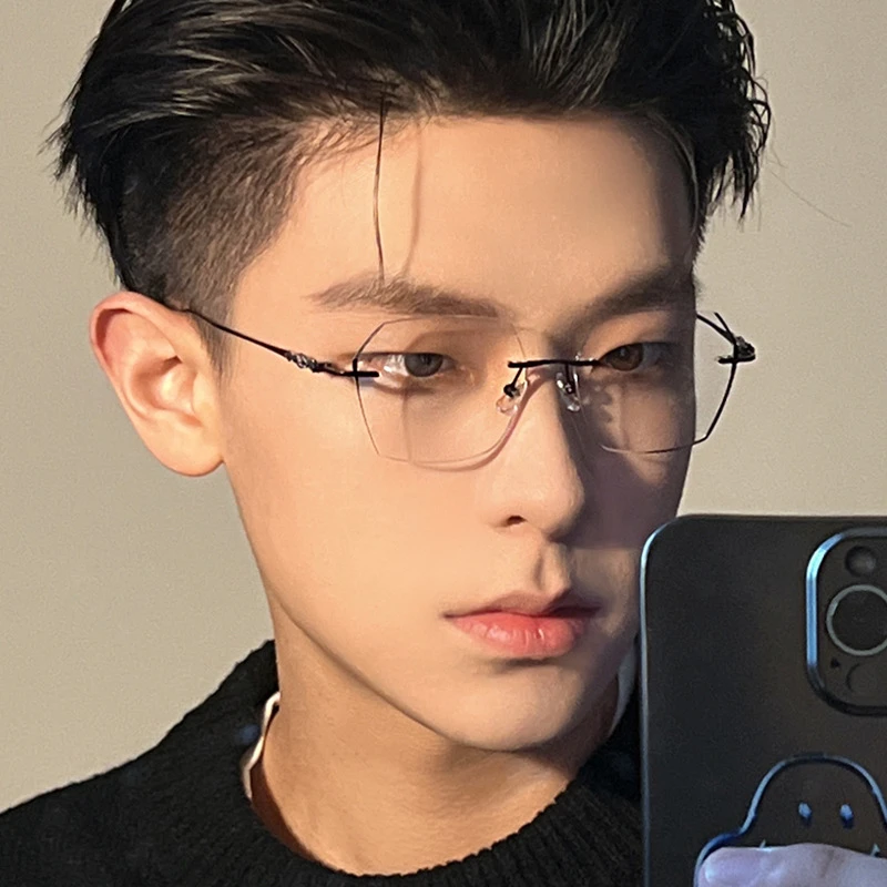 斯文眼镜男潮痞帅高级感近视眼睛有度数理工男防蓝光黑色眼镜框