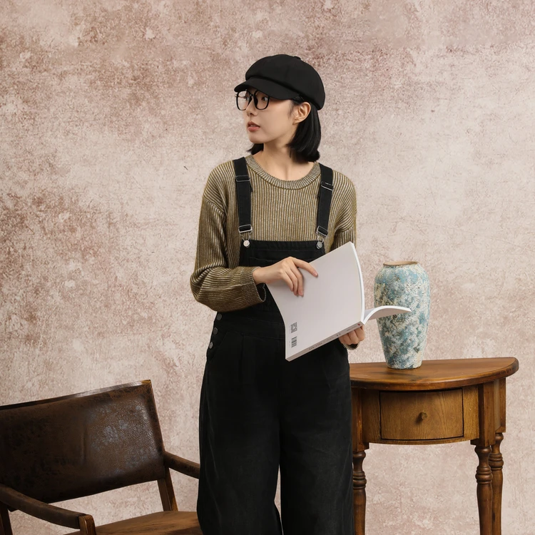 西町村屋休闲通勤圆领毛衣女秋季新款文艺宽松百搭毛衫XH9C10094
