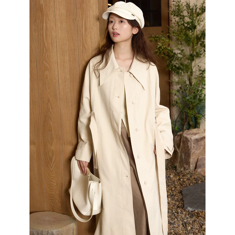 西町村屋长款风衣女2024春季新款高级感英伦风收腰外套HA9201005