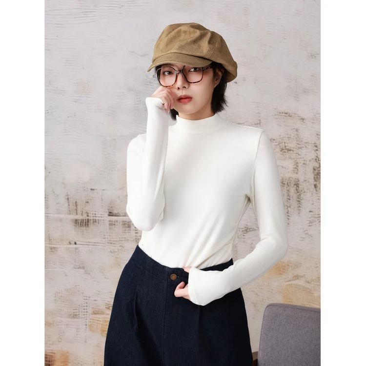 西町村屋休闲基础压褶打底衫秋冬新款文艺百搭长袖小衫XH9D10181