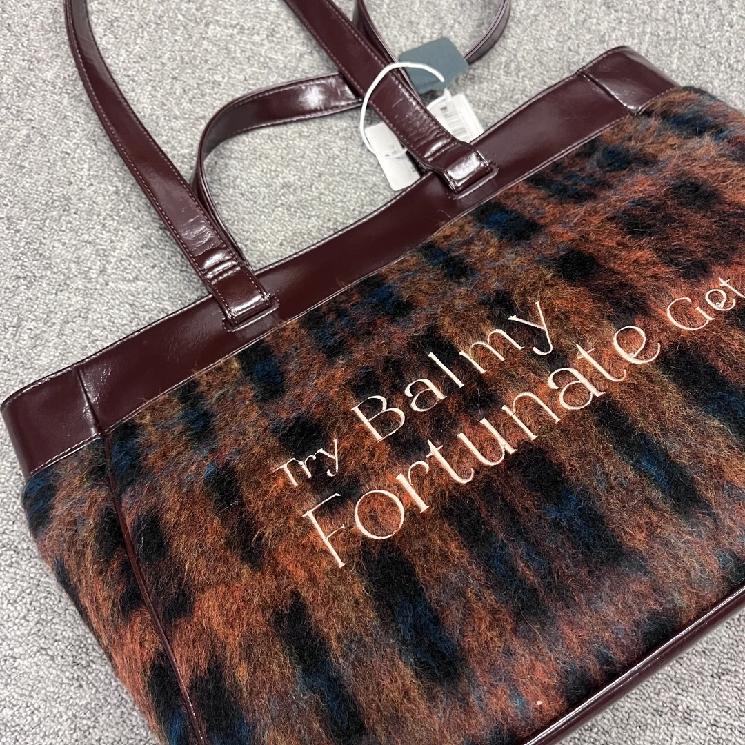 西町村屋复古小众格纹托特包XH9D60040