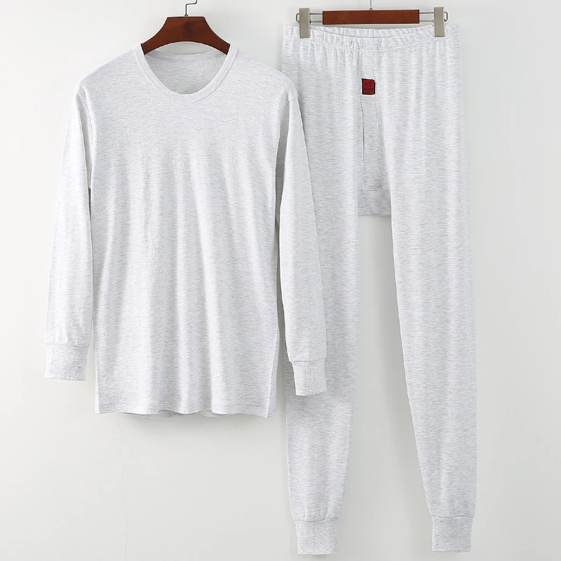 男士棉毛秋衣秋裤内衣套装薄款保暖上衣裤子两件套圆领长袖线裤套