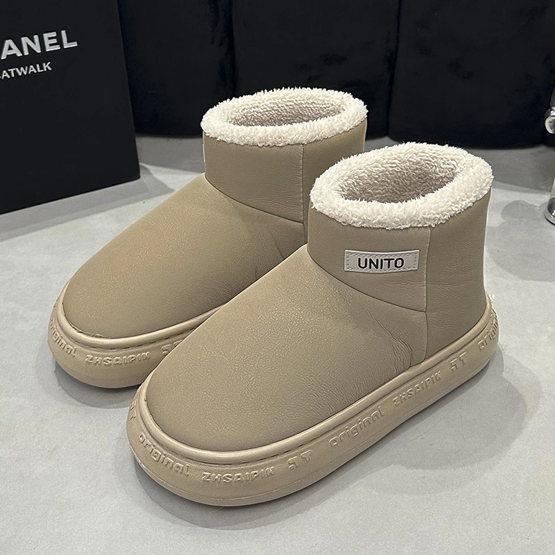 女士厚底雪地靴冬季2023新款加绒加厚女棉靴防滑防水外穿保暖棉鞋