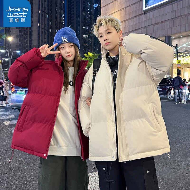 真维斯秋冬季新款加厚保暖棉衣外套男青年休闲情侣款立领潮牌棉服