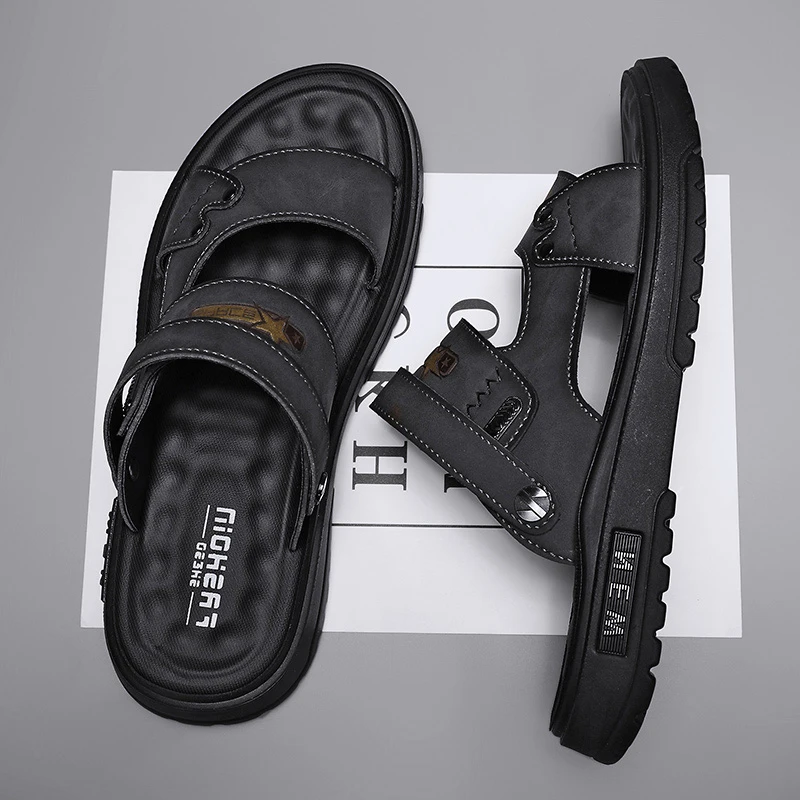 爸爸皮凉鞋男2024新款夏季运动外穿司机开车上班工作两用沙滩拖鞋