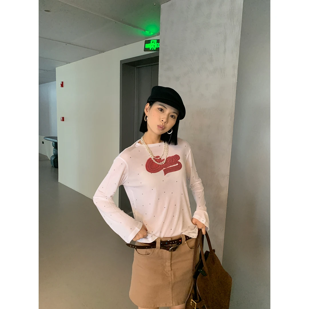 SOLSOL-CHEER UP UNIFORM 24秋冬美式波点天丝羊毛T恤24FWTX100