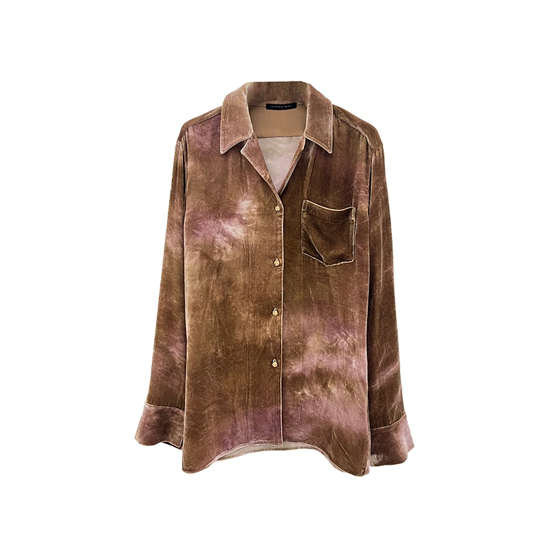 SOLSOL-RODERIC WONG设计师品牌24秋冬扎染丝绒衬衫半裙24AW1967