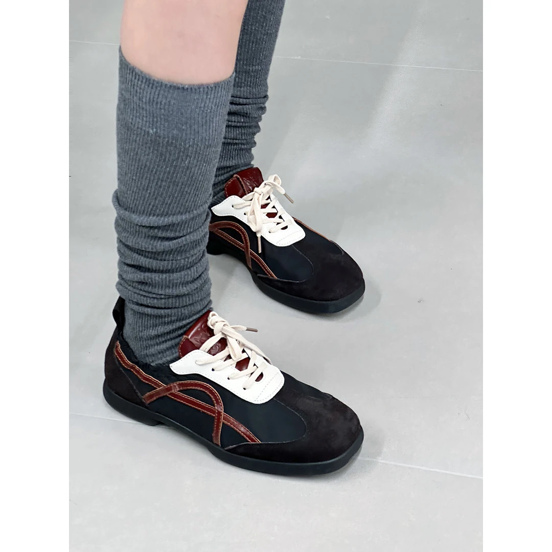 SOLSOL集合店ANOTHER PROJECT24秋绒面牛皮拼织布德训鞋24FW31201