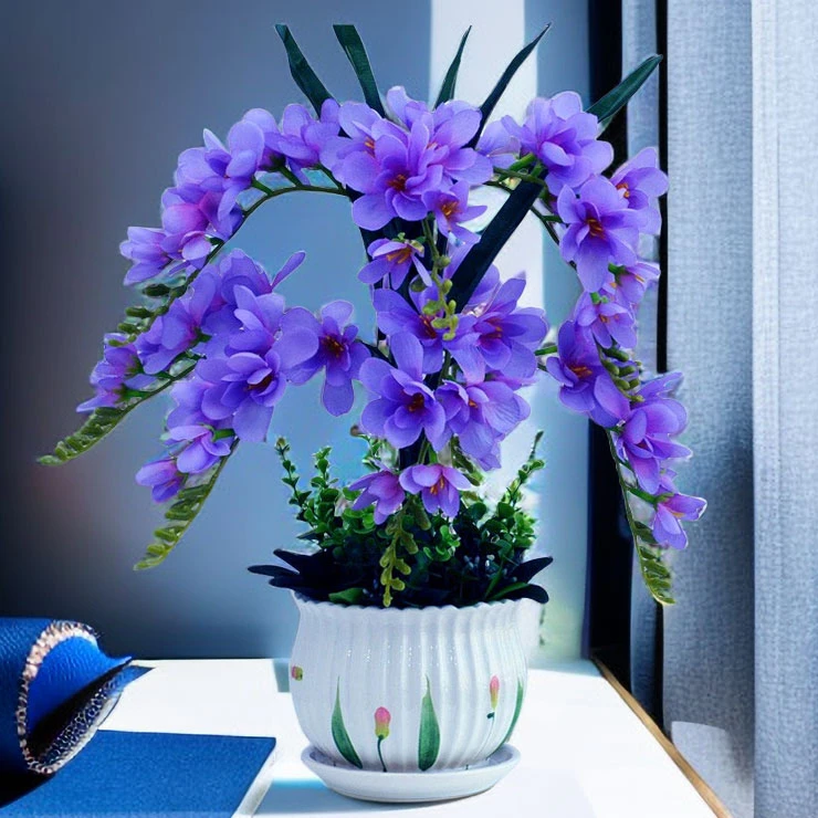 假花仿真花仿真绿植香雪兰盆景手工陶瓷仿真植物客厅花卉装饰新款