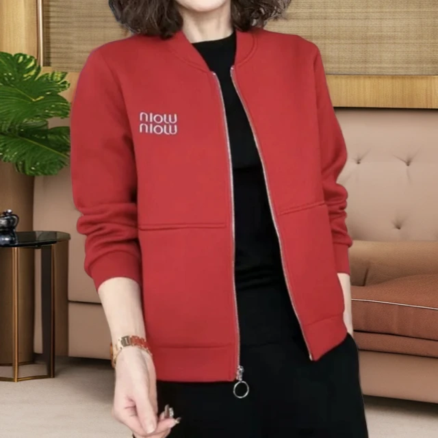 春秋时尚百搭开衫外套运动风棒球领休闲宽松洋气女小个子刺绣夹克