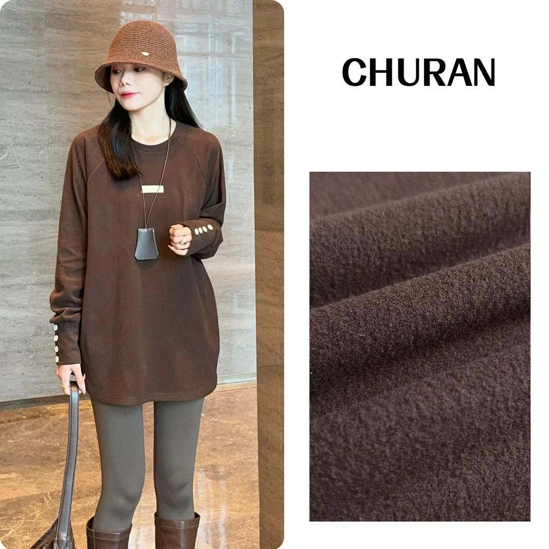 U.V.Y秋季新款袖口纽扣设计卫衣女圆领宽松百搭时尚休闲长袖女