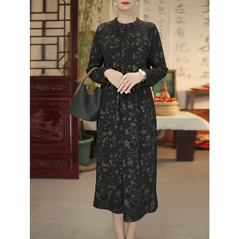 【星河舞影】2024秋冬款轻奢高端优雅大气显瘦貂绒连衣裙囍橙52013