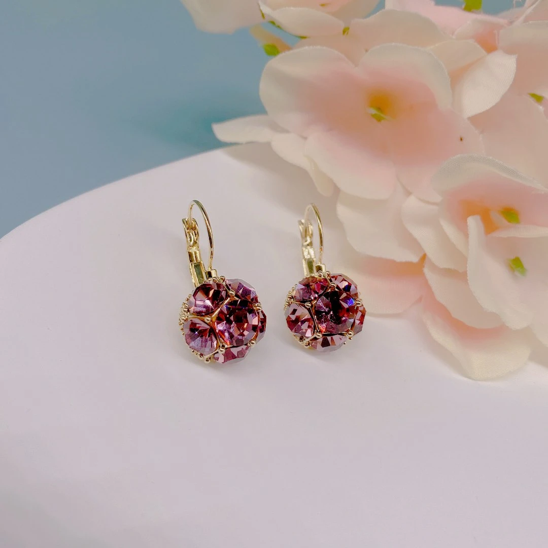 铜合金耳饰 爱之恋耳扣4062号紫色时尚气质百搭耳坠