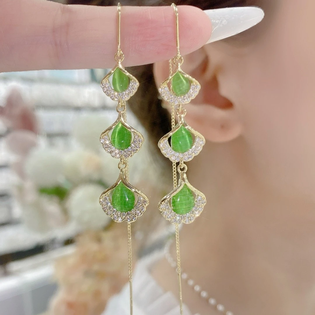 铜合金耳饰 三生有幸遇见你银杏叶耳线4707气质时尚精致百搭