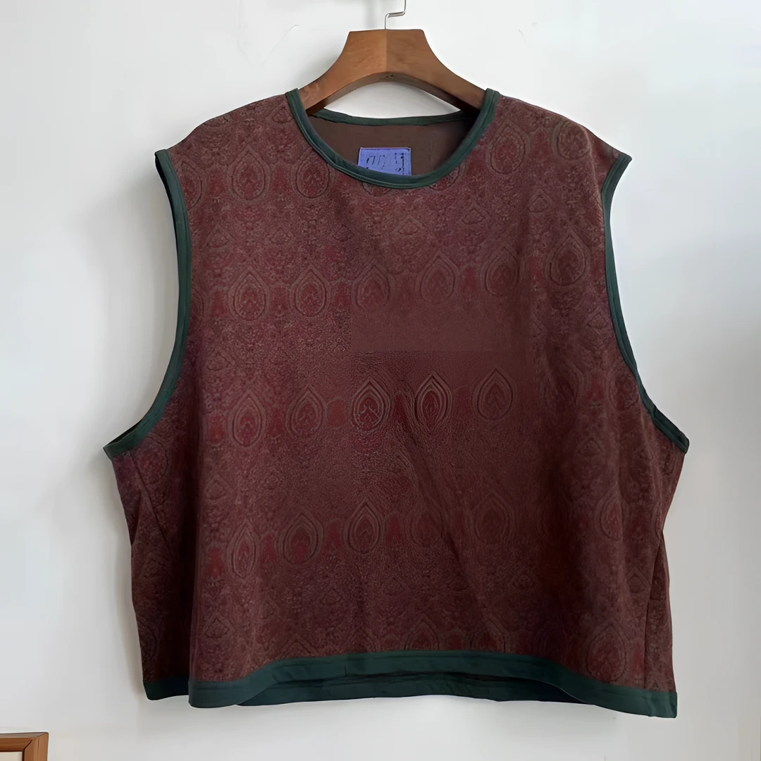 木木棉麻分享（荼）35706宽松无袖圆领做旧纯棉百搭透气休闲背心