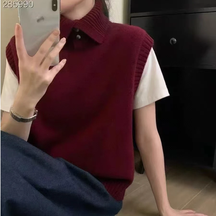 【左耳与麻】冬季新款高货100%羊毛翻领马甲女HY6146