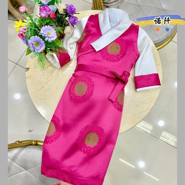 （6色）1-15岁新款小公主西藏服高档喜团提花加领套袖儿童博拉