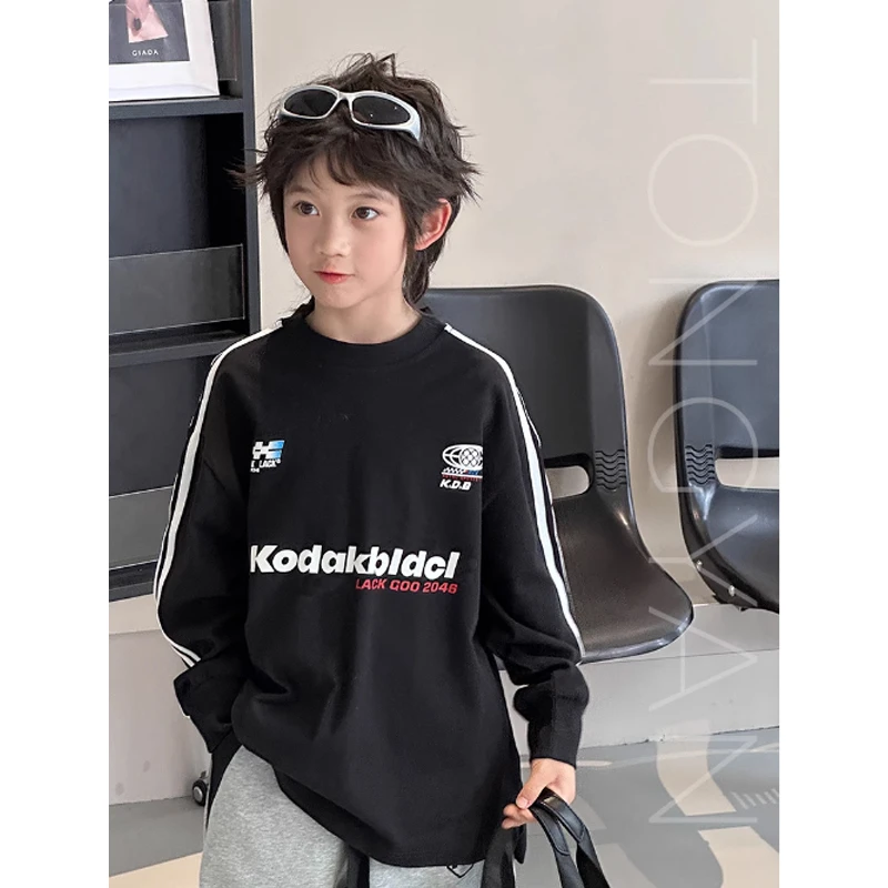 2024秋款新款男童休闲自制中大童打底衫卫衣儿童上衣长袖T恤洋气