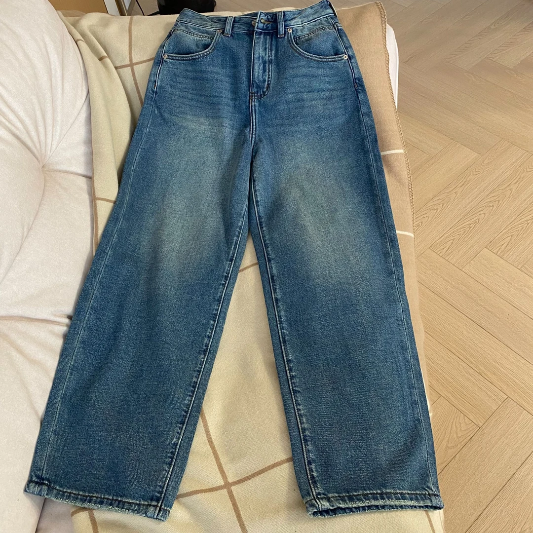 【Q】2025早春新款时尚百搭高腰阔腿休闲宽松水洗牛仔长裤LZX987