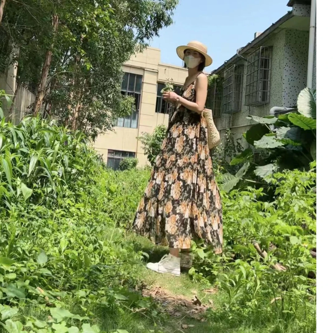 【花开富贵】法式吊带连衣裙
