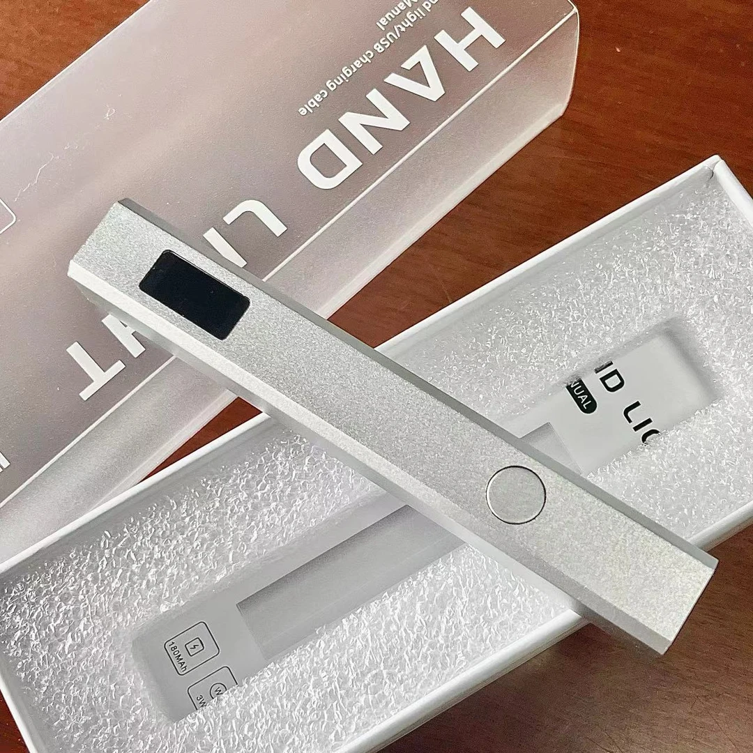 【1个】充电款金属银色显示屏四角一字灯美甲灯3w-老包美甲灯专场