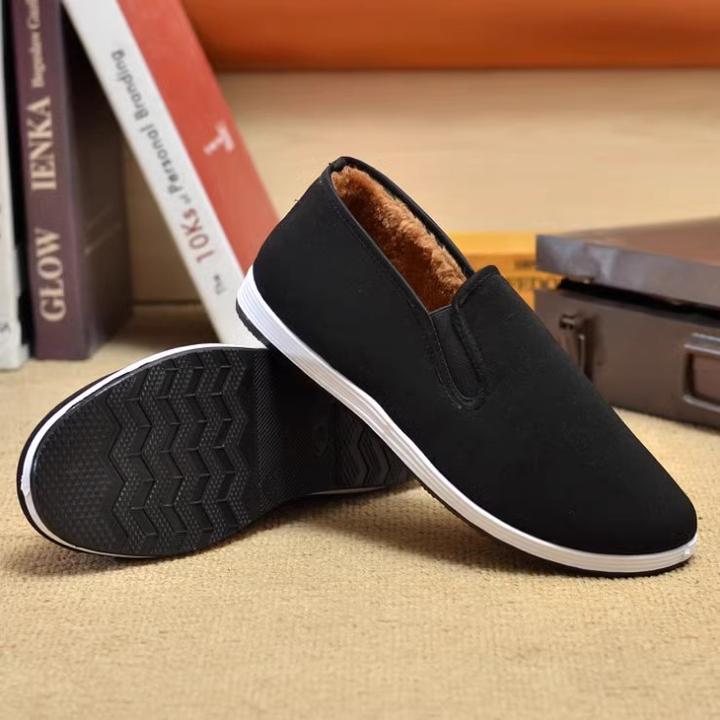 休闲2024舒适男款新款军单老人鞋外穿洋气软面男士鞋棉鞋轻便工地