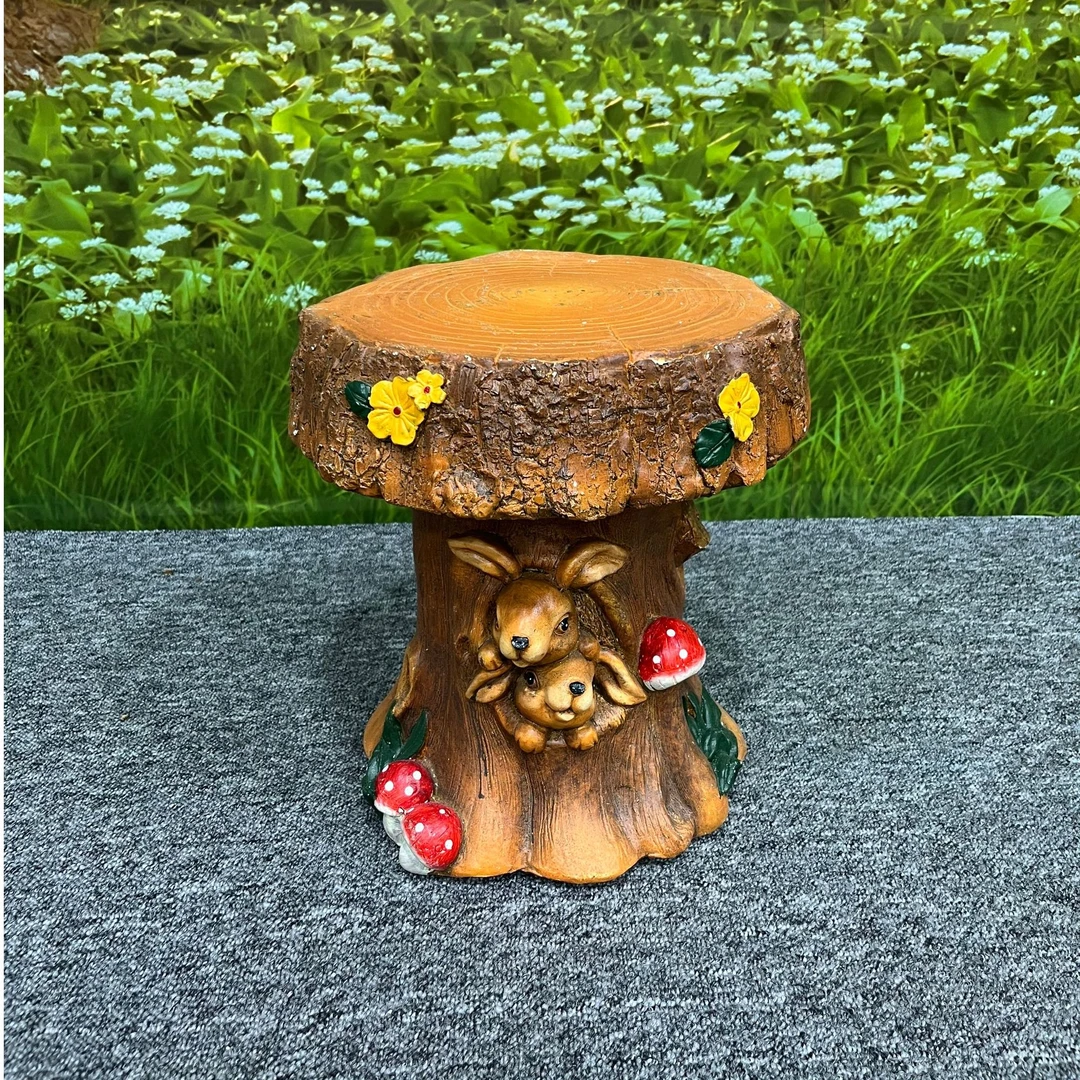 户外庭院花园客厅儿童房多功能卡通圆形蘑菇兔子树桩凳子花托造景