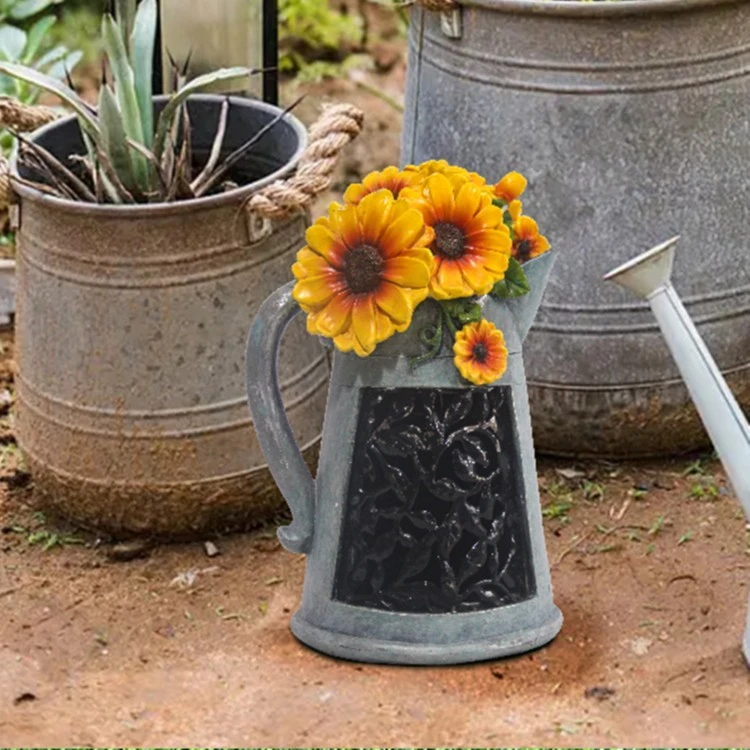 新款创意太阳能向日葵水壶摆件花园造景