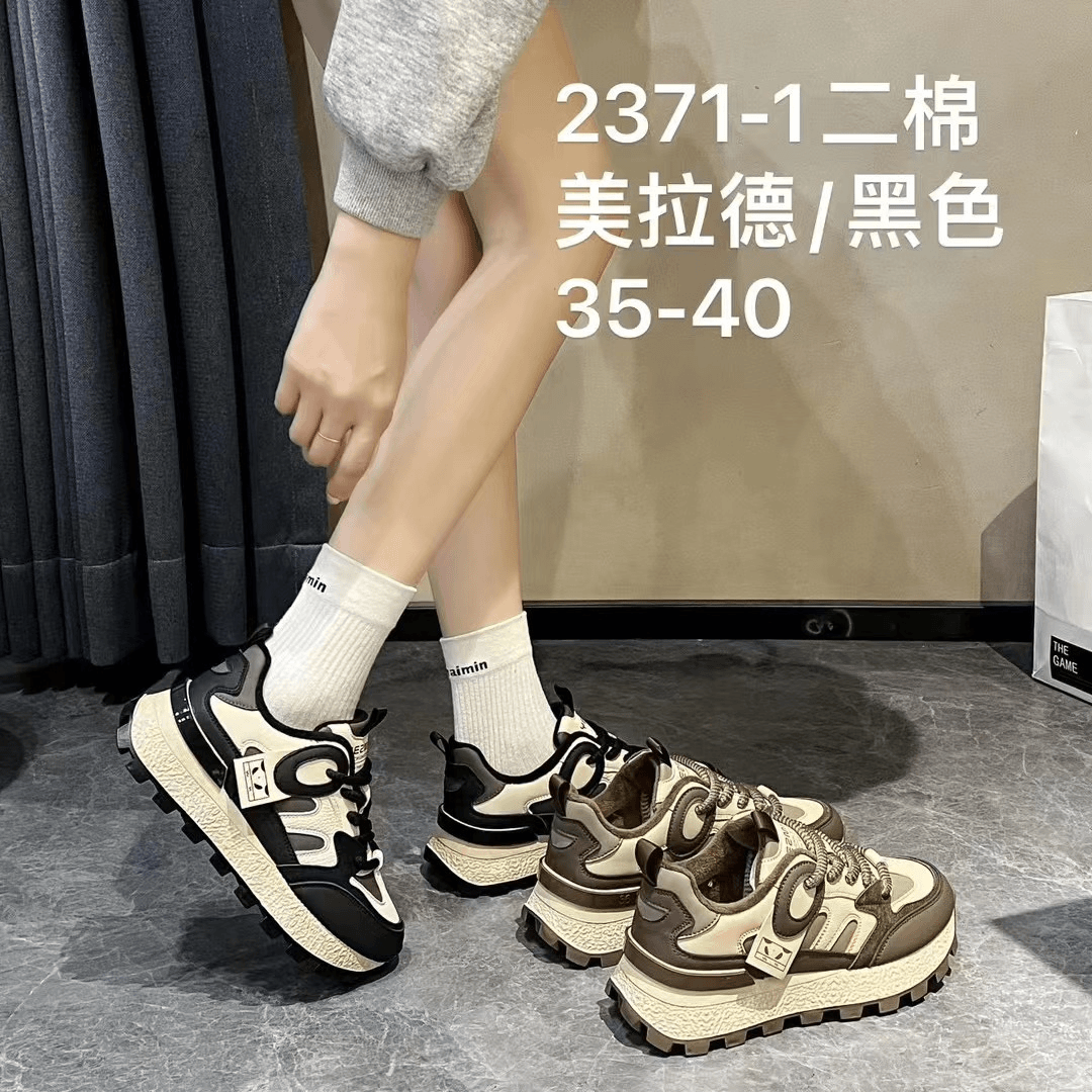 女加绒新款系带运动鞋休闲鞋厚底百搭绑带平底女鞋